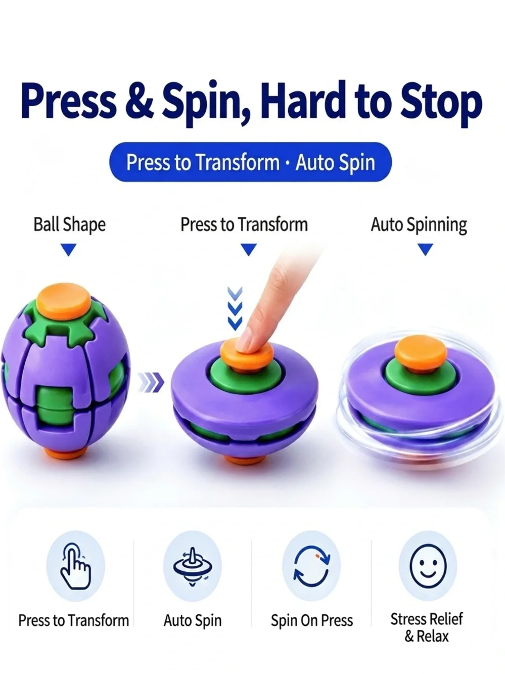 NWT Mec-Spin Kinetic System Transforming Fidget Toy | Ball to Spinner (2 Random)